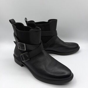 Umberto Raffini Tanya Moto Boots Womens 39 8.5 Black Leather Ankle Combat Biker